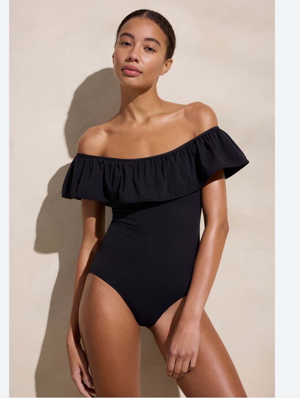 NWT Marie Oliver Elliott one peice ruffle swim suit in Black
